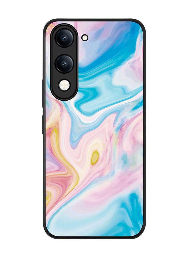 For vivo Y04 / Y29t 5G Case,Slim fit Camera Protection, Shockproof Thin Phone cover  - Marble Print Aqua